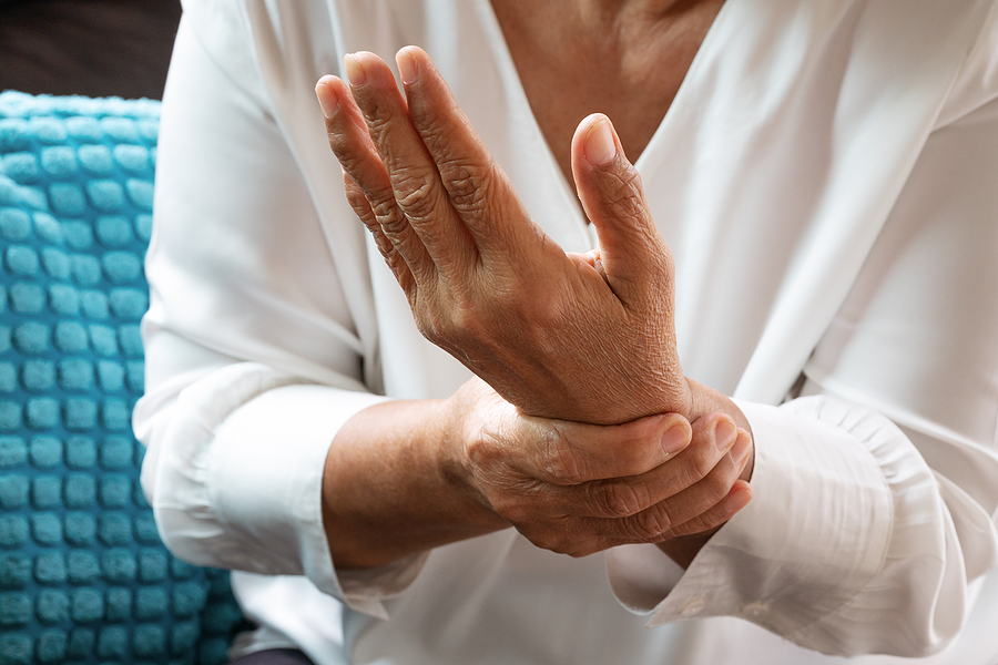 Old Woman Suffering From Wrist Hand Pain, Health Problem Concept