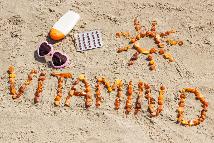 Medical Pills, Inscription Vitamin D And Accessories For Sunbath