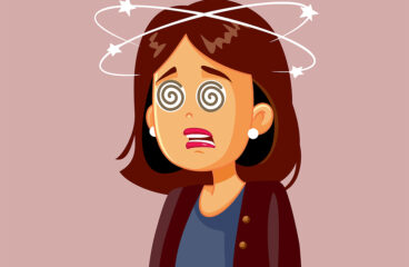 Dizzy Woman Feeling Sick Vector Cartoon Illustration
